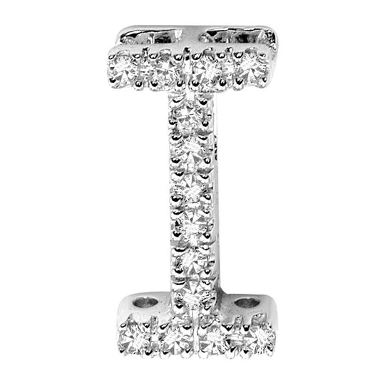 DIAMOND BLOCK "I" INITIAL IN 14KT