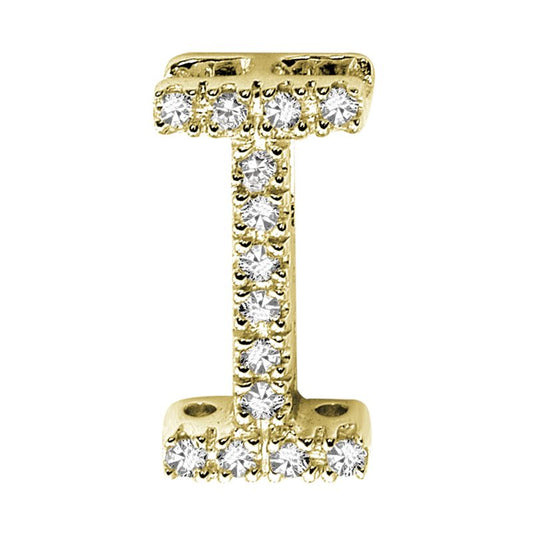 DIAMOND BLOCK "I" INITIAL IN 14KT