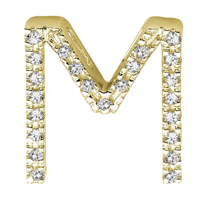 DIAMOND BLOCK "M" INITIAL IN 14KT