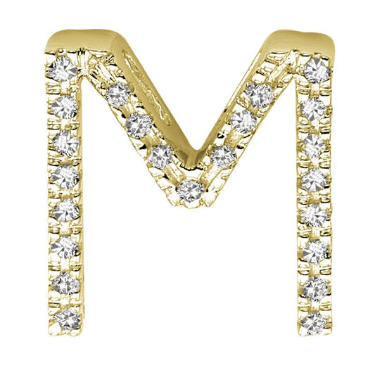 DIAMOND BLOCK "M" INITIAL IN 14KT