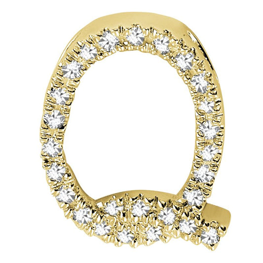 DIAMOND BLOCK "Q" INITIAL IN 14KT