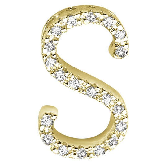 DIAMOND BLOCK "S" INITIAL IN 14KT