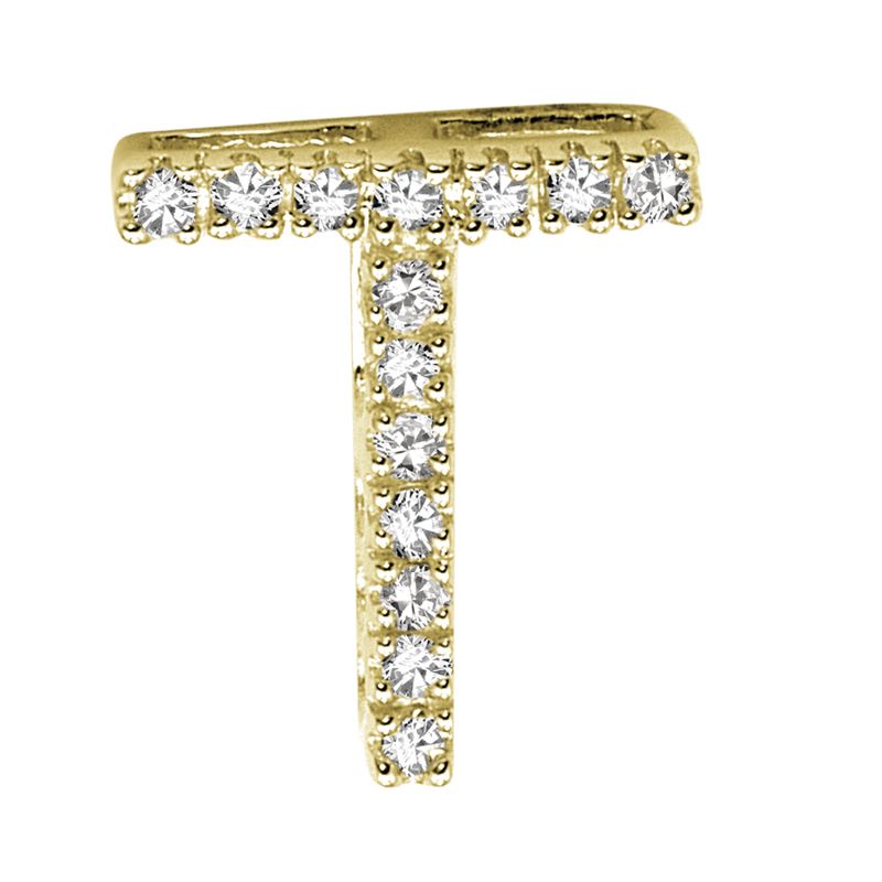 DIAMOND BLOCK "T" INITIAL IN 14KT DIAMOND BLOCK "T" INITIAL IN 14KT