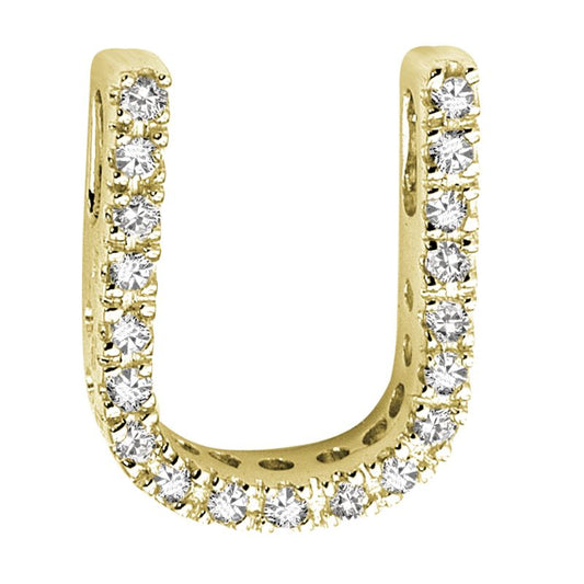 DIAMOND BLOCK "U" INITIAL IN 14KT