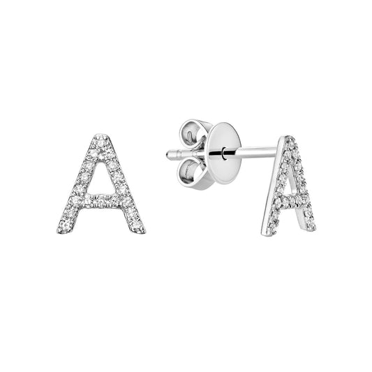 Diamond Initial Stud Earrings (Single)