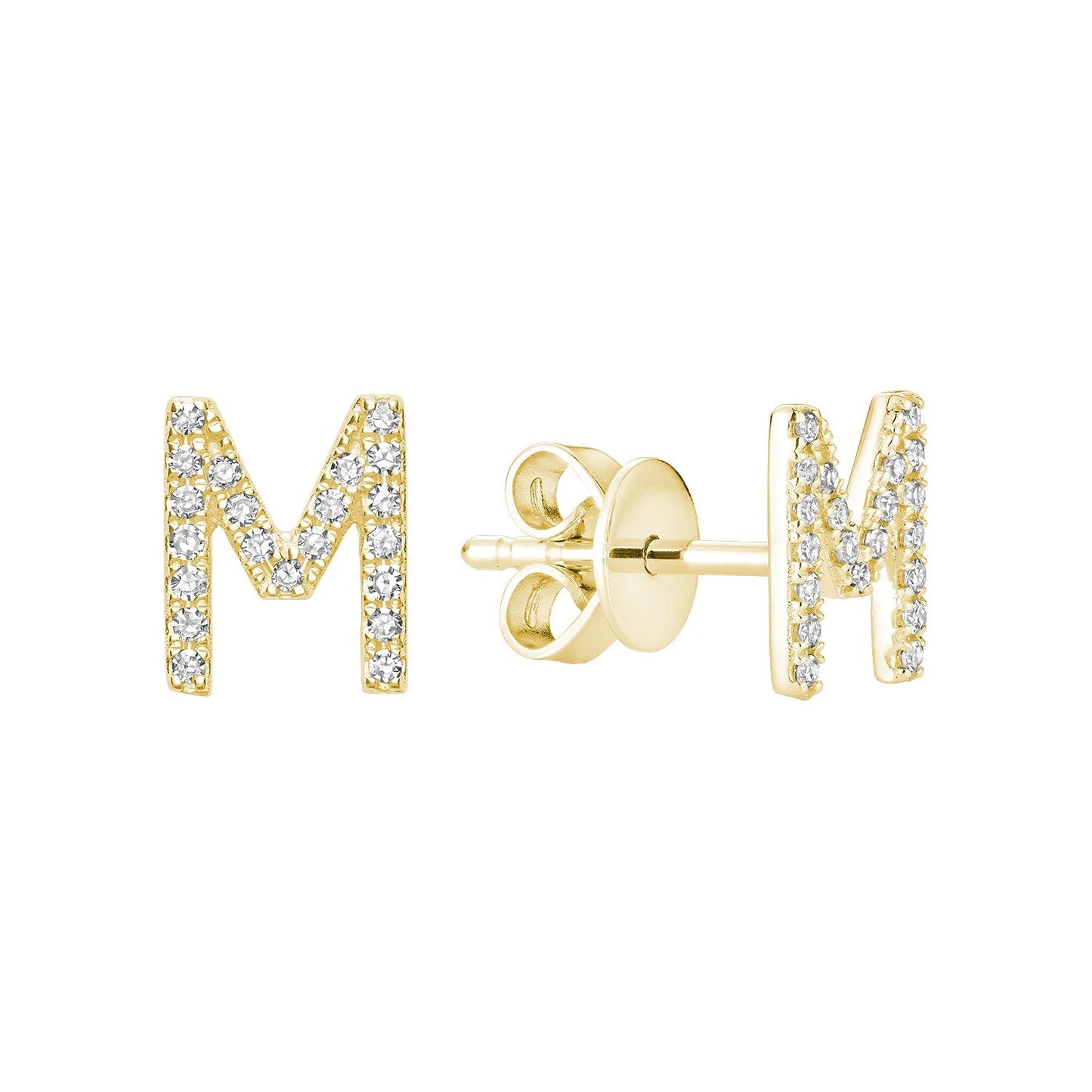 Diamond Initial Stud Earrings (Single)