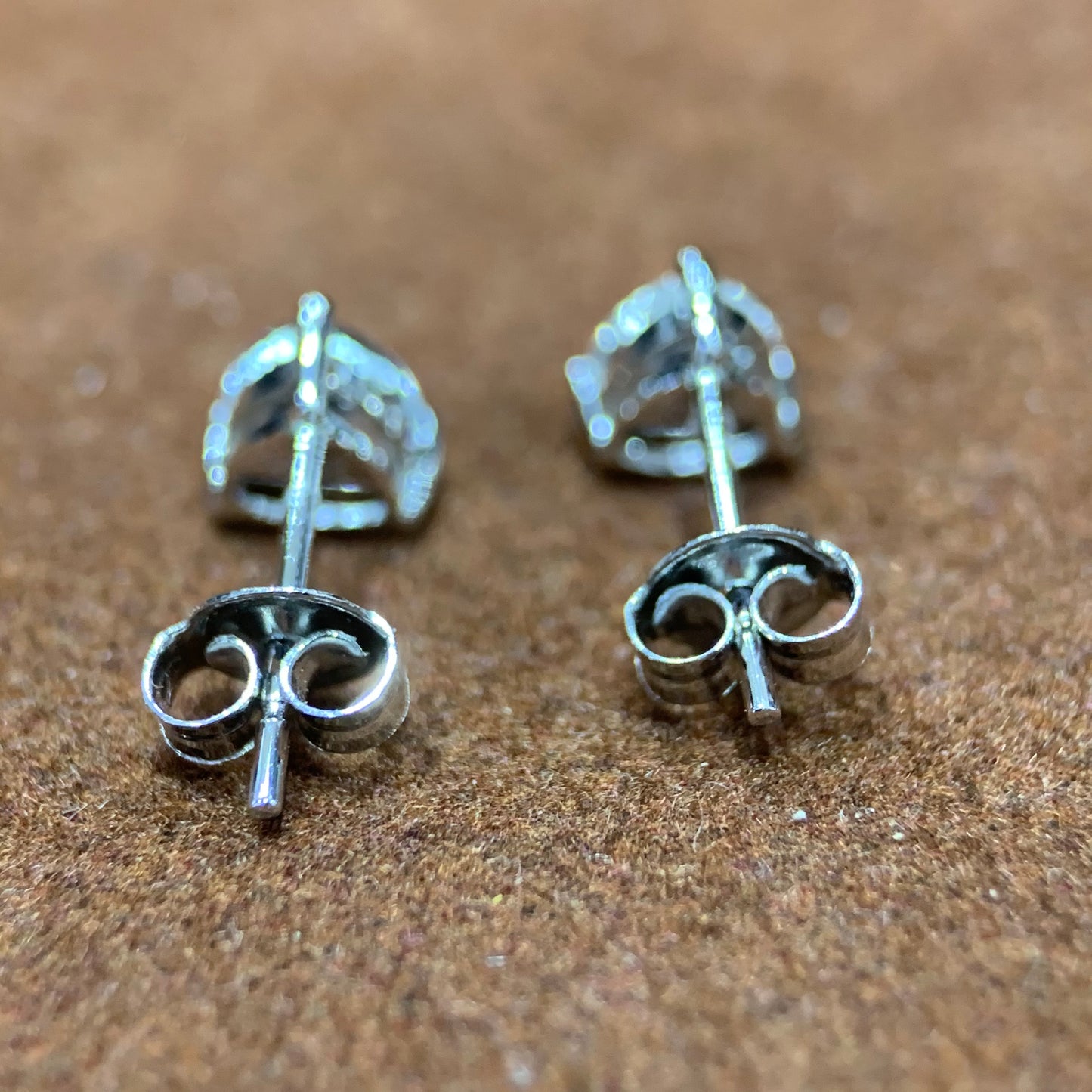 Trillion Cut White Topaz Gemstone Earring Studs in 10k White Gold