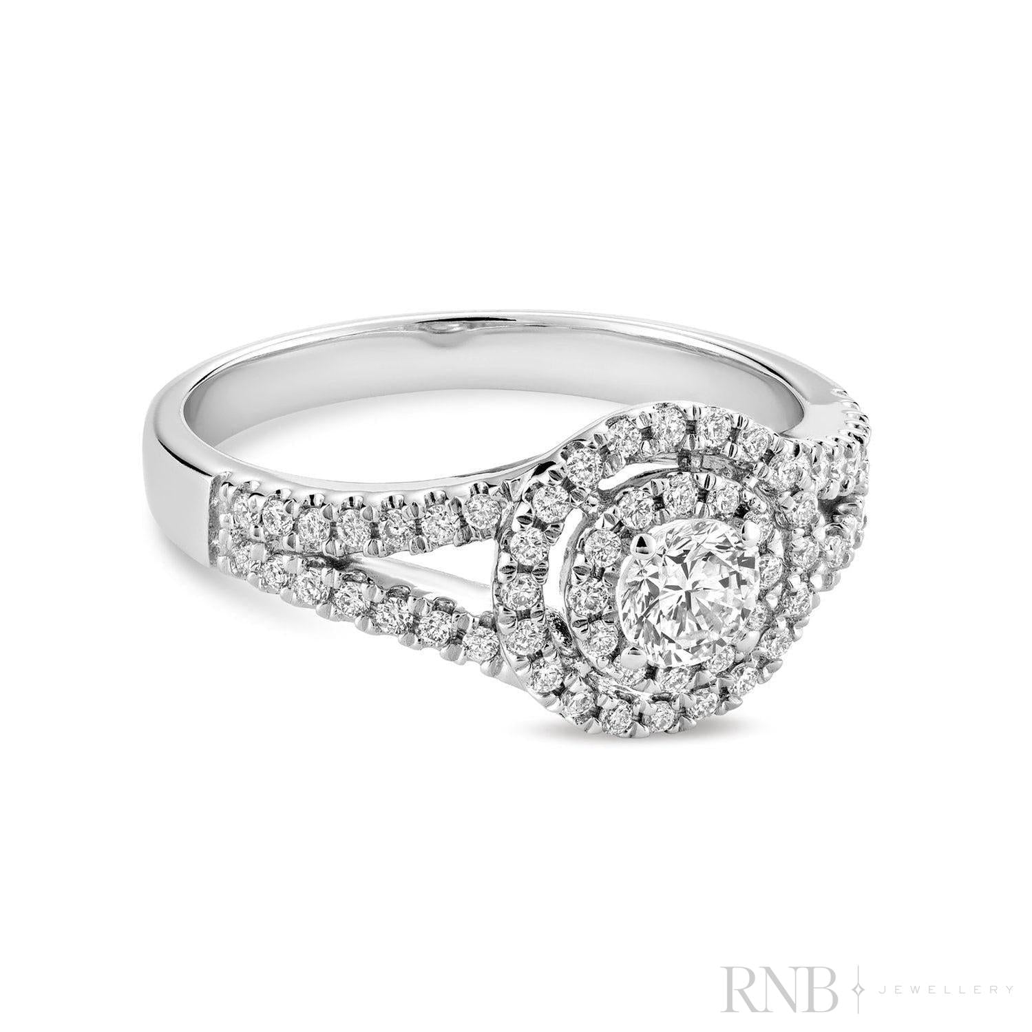 Double Halo Diamond Engagement Ring