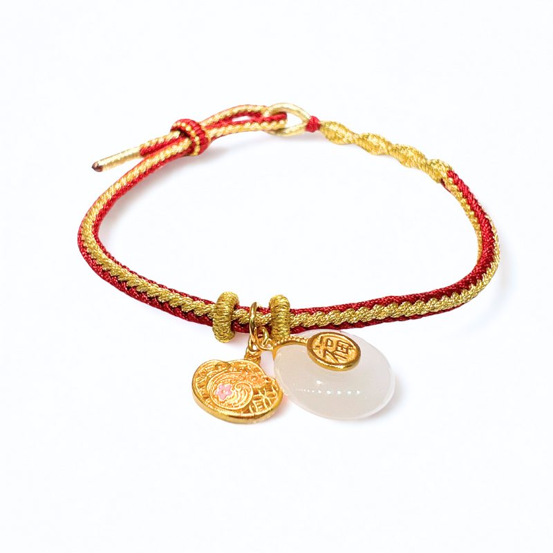 24K Gold Hetian Jade Bracelet Chinese Zodiac (Rat)