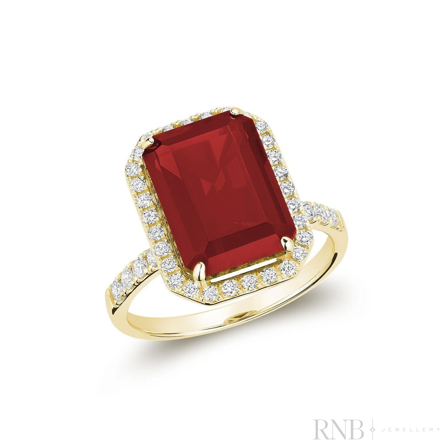 Emerald Cut Gemstone & Diamond Ring