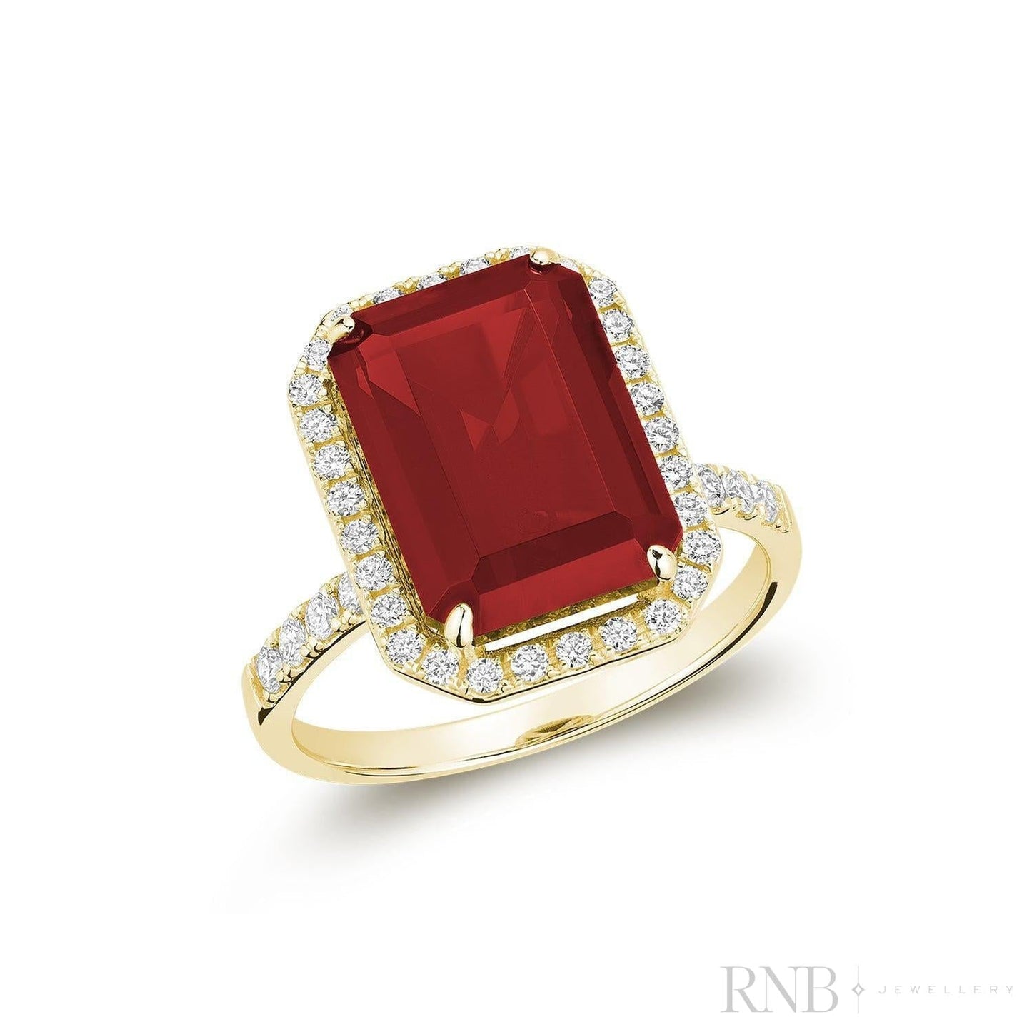 Emerald Cut Gemstone & Diamond Ring