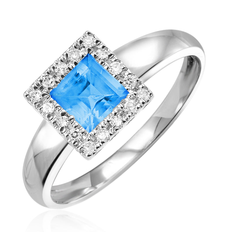 Blue Topaz and Diamond Ring