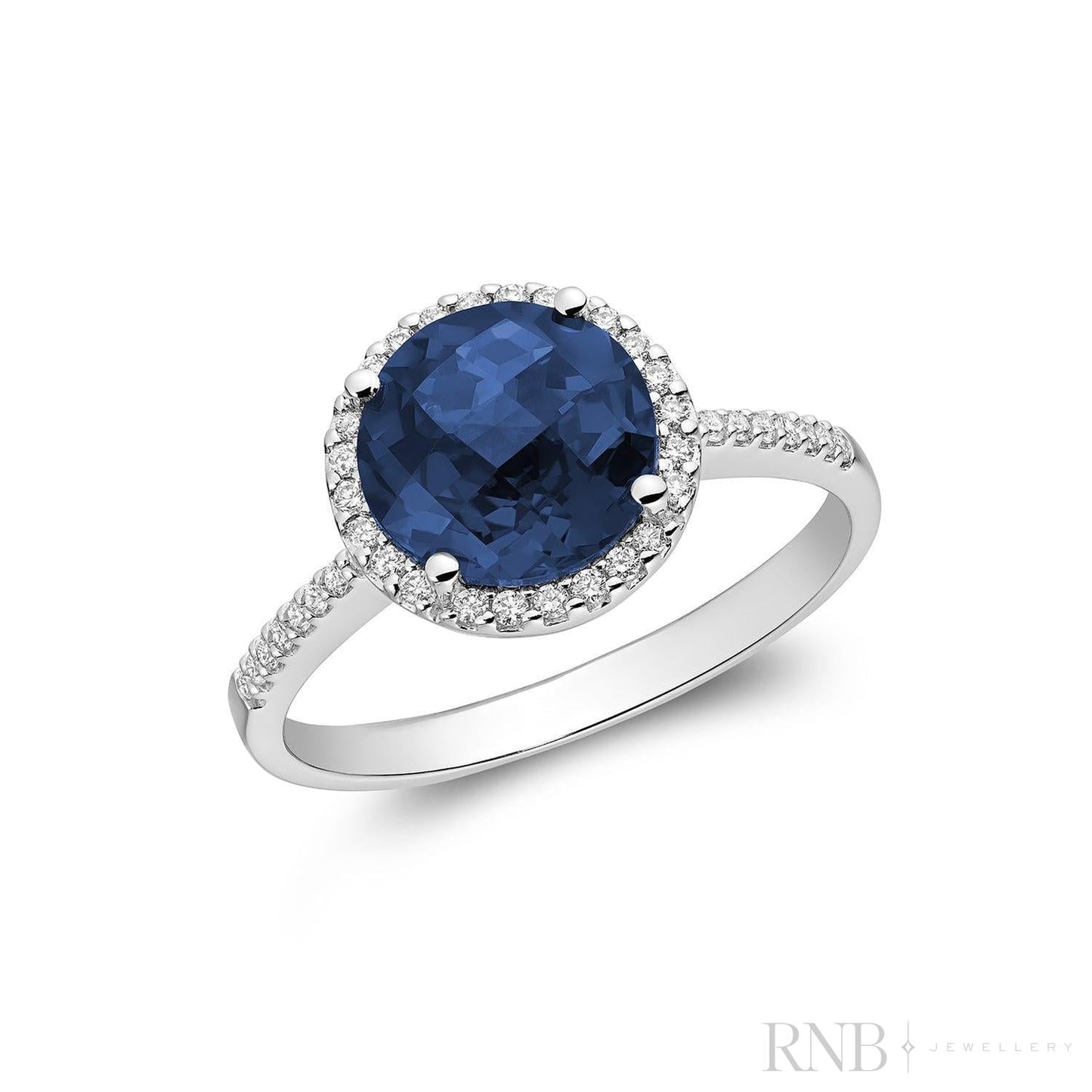 Round Precious Stone & Diamond Halo Ring