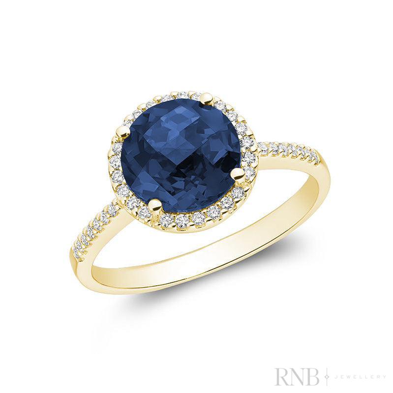 Round Precious Stone & Diamond Halo Ring