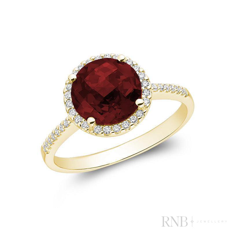 Round Precious Stone & Diamond Halo Ring
