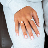 White Grey Pearl & Diamond Ring