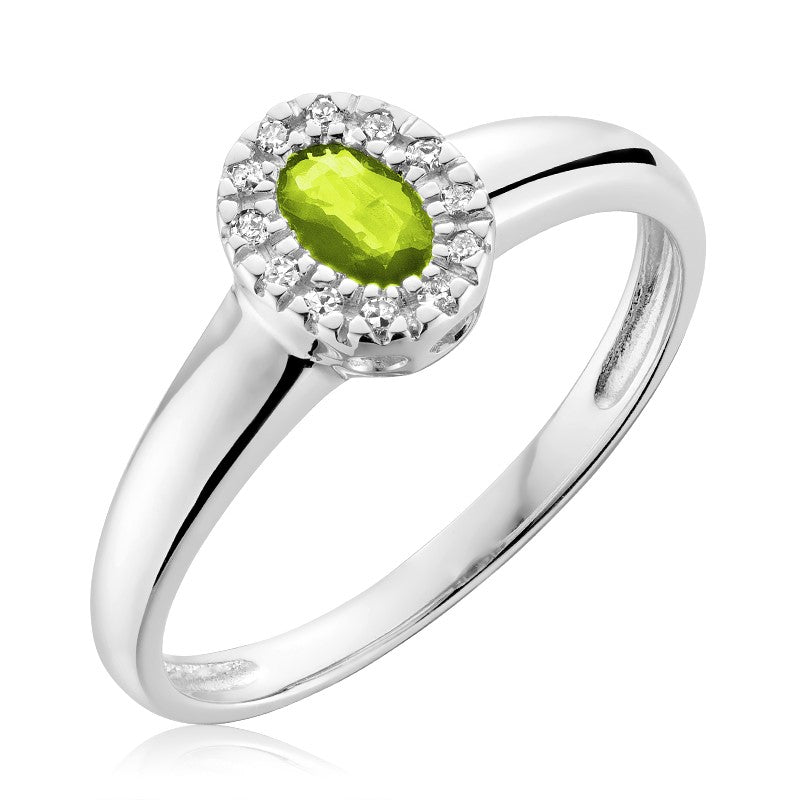 Oval Gemstone & Diamond Halo Ring