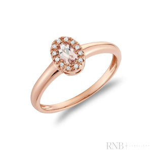 Oval Morganite and Diamond Halo Ring-RNB Jewellery