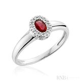 Oval Gemstone & Diamond Halo Ring-RNB Jewellery