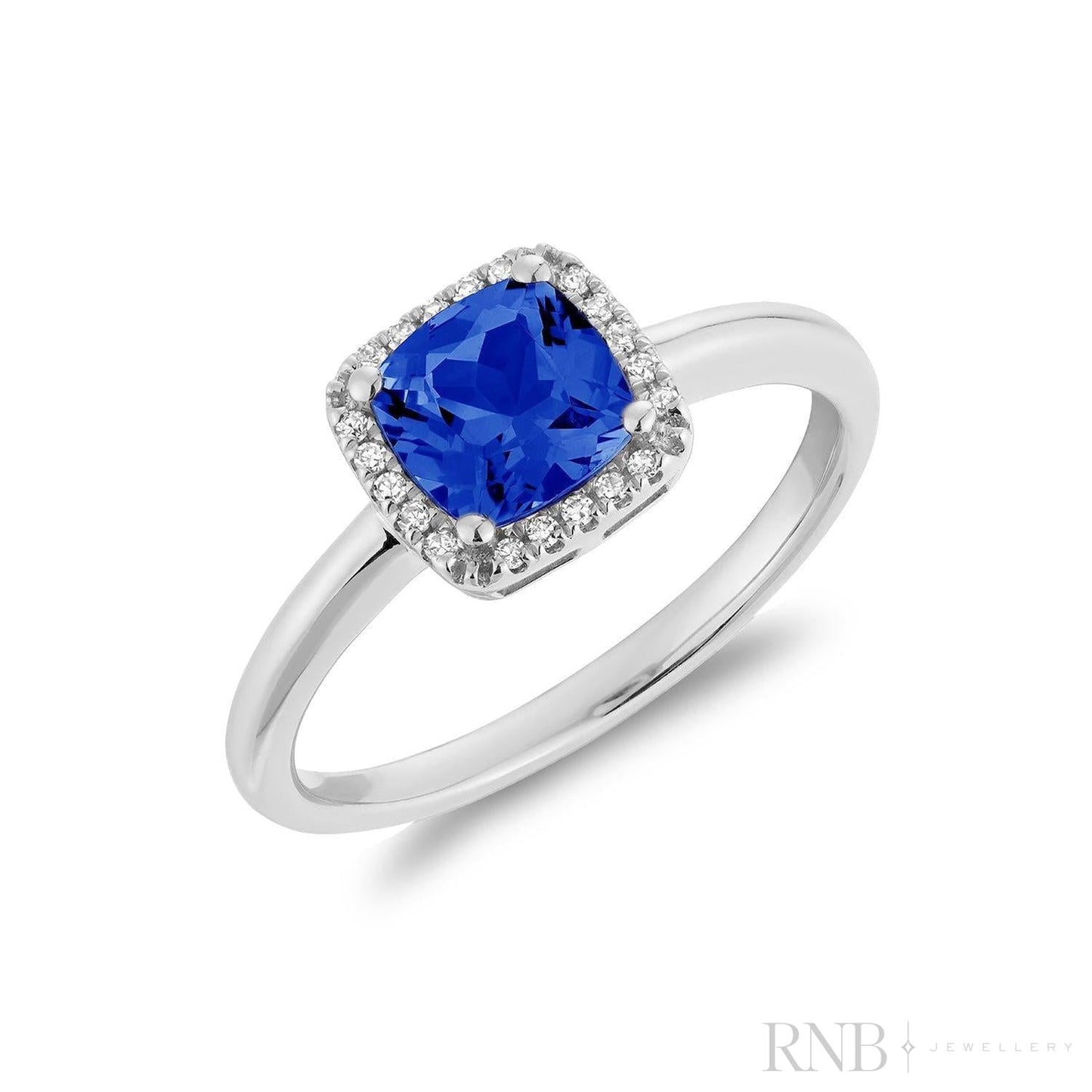 Cushion Halo Color Stone Diamond Ring