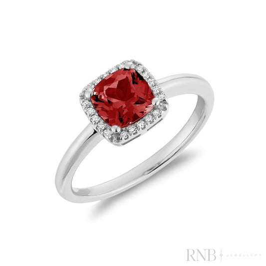 Cushion Halo Color Stone Diamond Ring