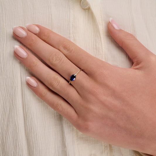 Oval Colored Stone & Diamond Ring