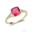 Cushion Created Ruby Diamond Ring-RNB Jewellery