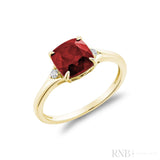 Solitaire Cushion Cut Gemstone & Diamond Ring