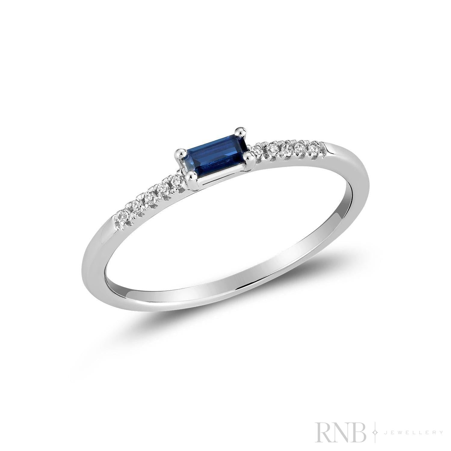 Emerald Cut Solitaire Precious Stone and Diamond Ring