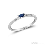 Emerald Cut Solitaire Precious Stone and Diamond Ring