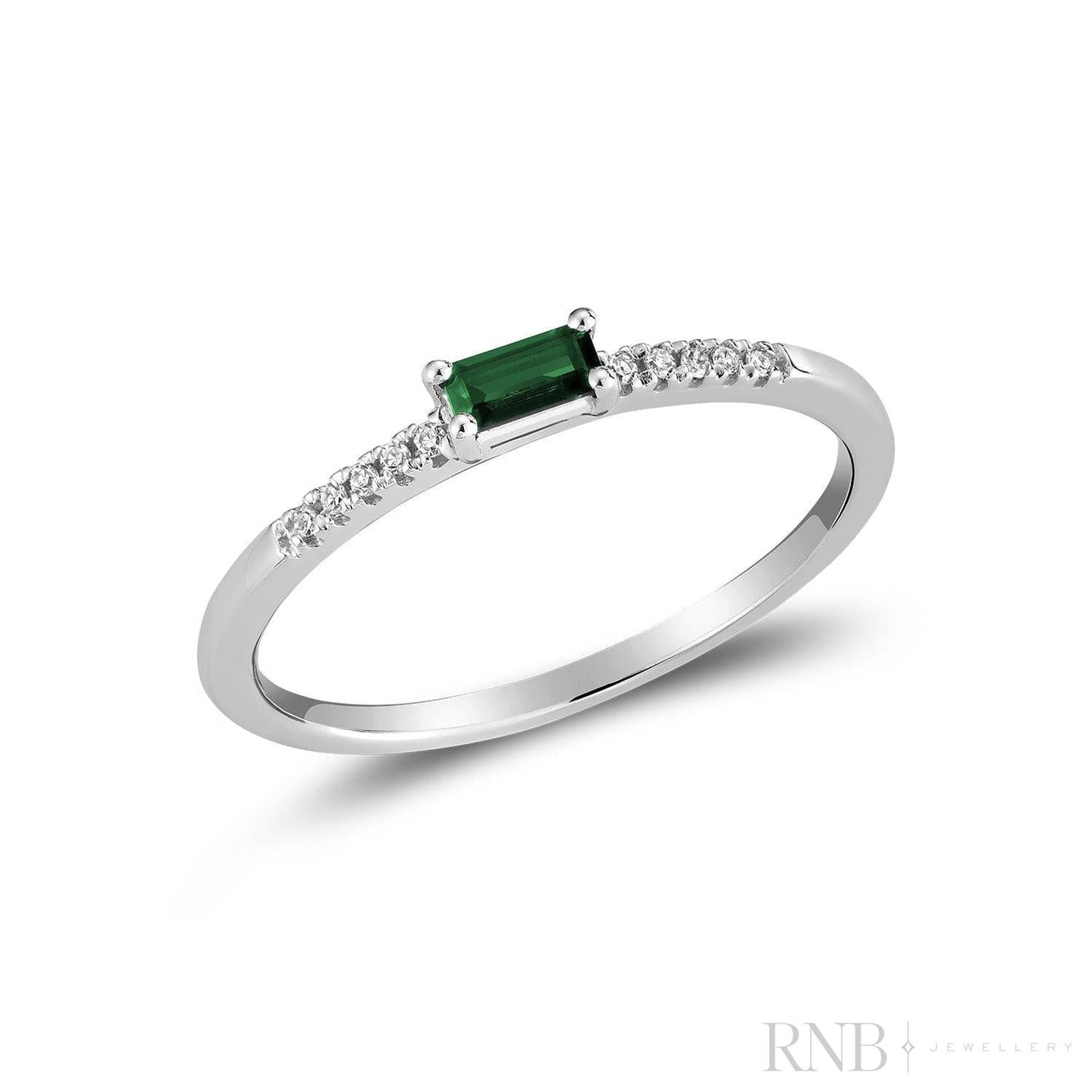 Emerald Cut Solitaire Precious Stone and Diamond Ring