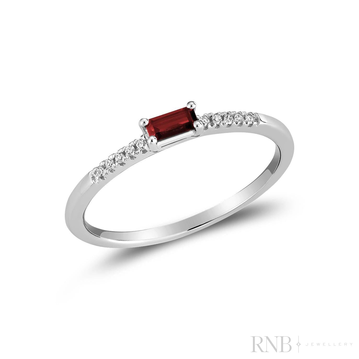 Emerald Cut Solitaire Precious Stone and Diamond Ring