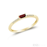 Emerald Cut Solitaire Precious Stone and Diamond Ring