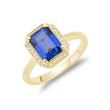 Emerald Cut Gemstone & Diamond Ring