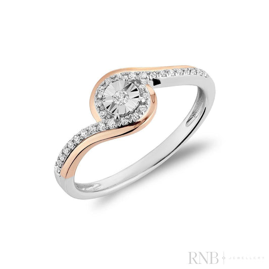 Illusion Setting Wave Diamond Ring