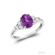 Oval Created Gemstone and Diamond Ring-RNB Jewellery