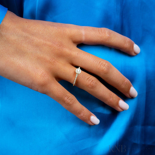 Pave Cushion Halo Diamond Ring