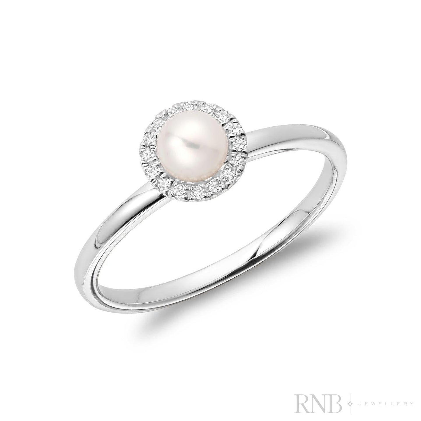 Pearl & Halo Diamond Ring