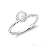 Pearl & Halo Diamond Ring