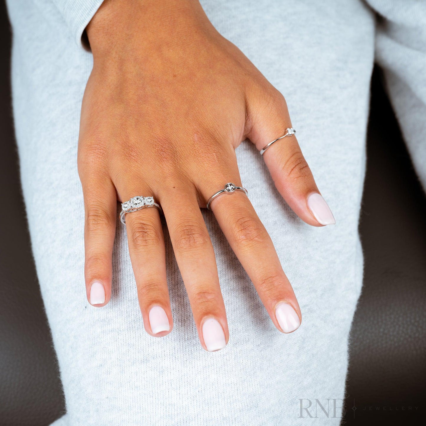 Trinity Illusion Halo Diamond Ring