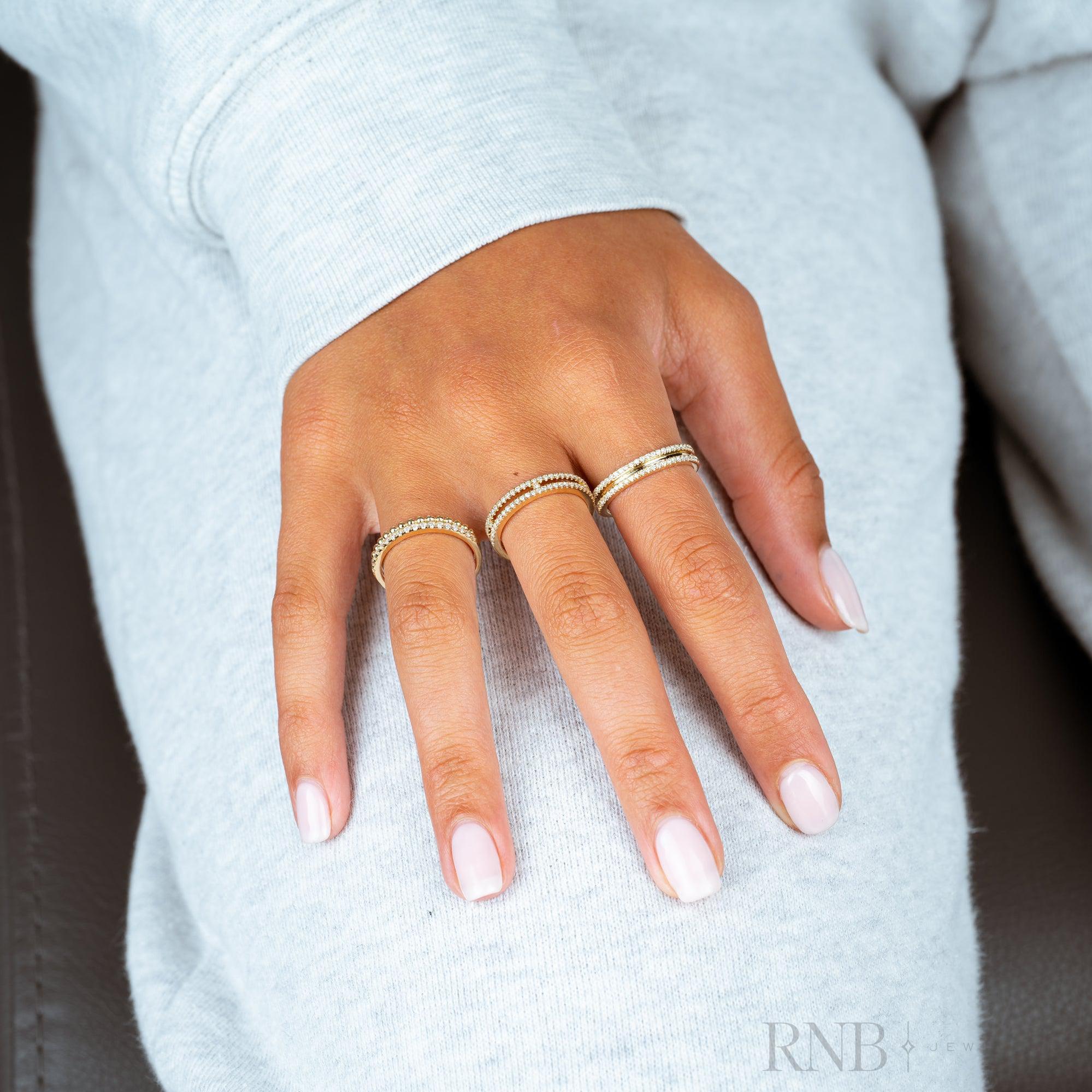 Bead Semi Eternity Diamond Ring