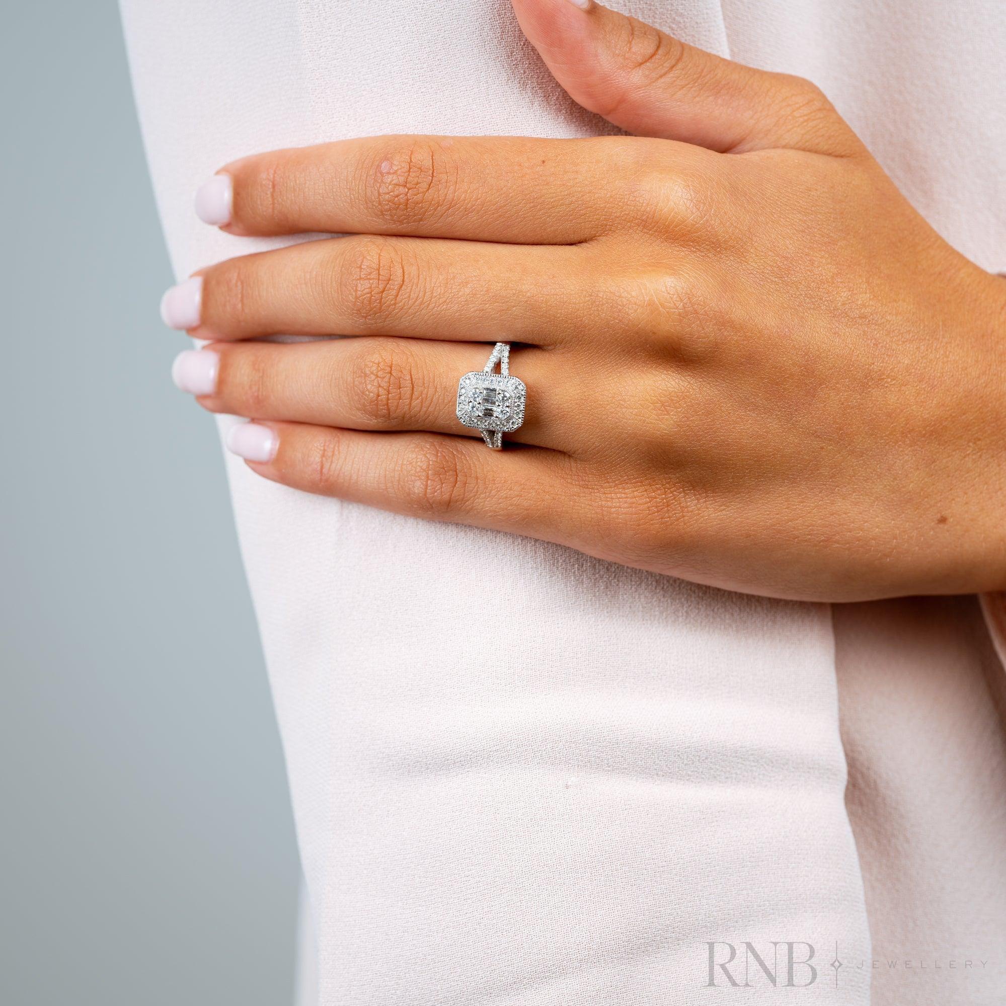 Illusion Setting Diamond Engagement Ring size 8.25