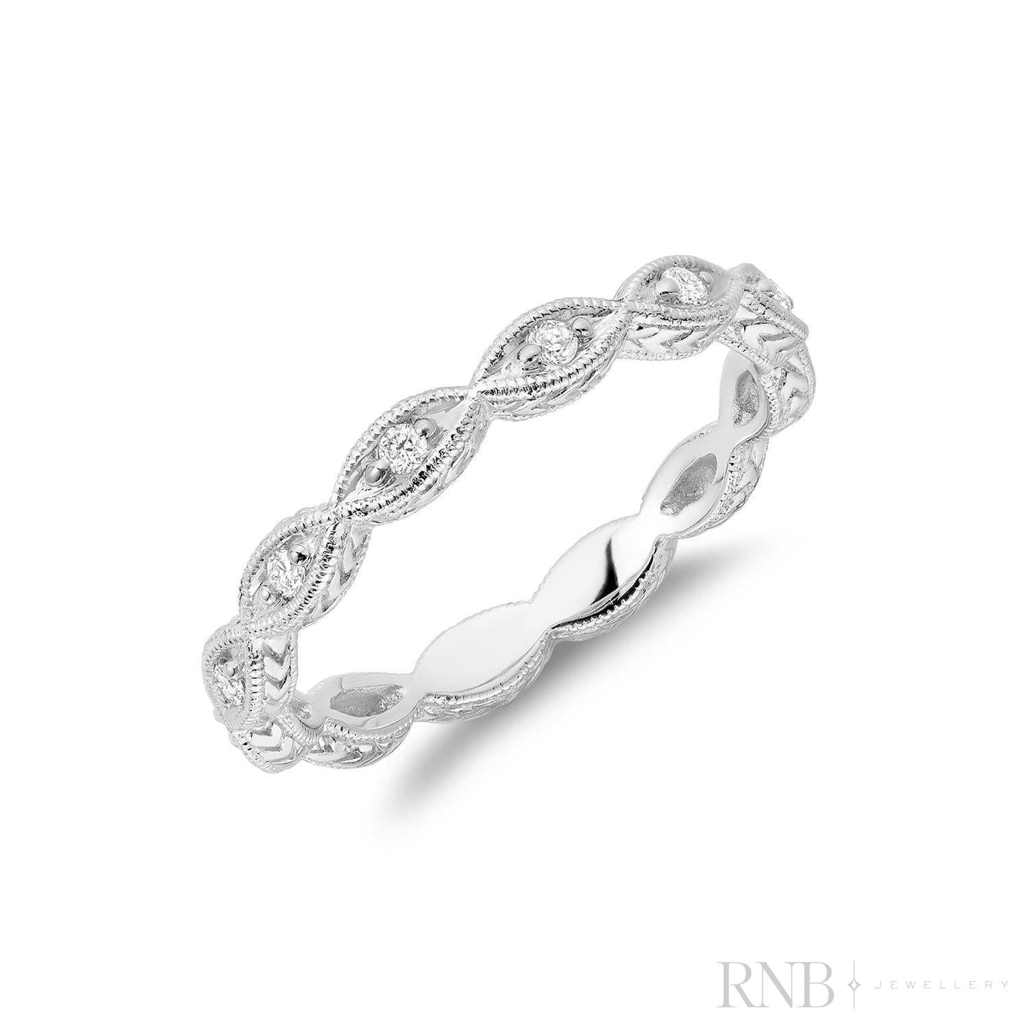 Milgrain Marquise Diamond Stackable Ring