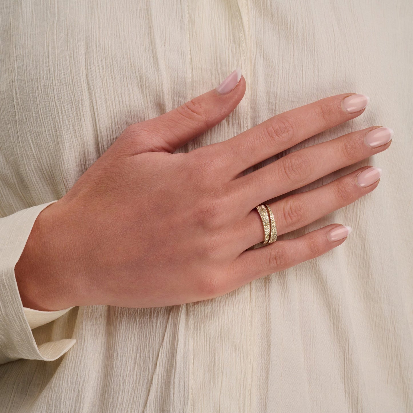 Wide Pave Fancy Diamond Ring