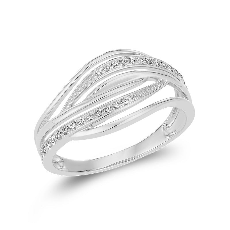 Sleek Polished Multi Row Wave Diamond Band