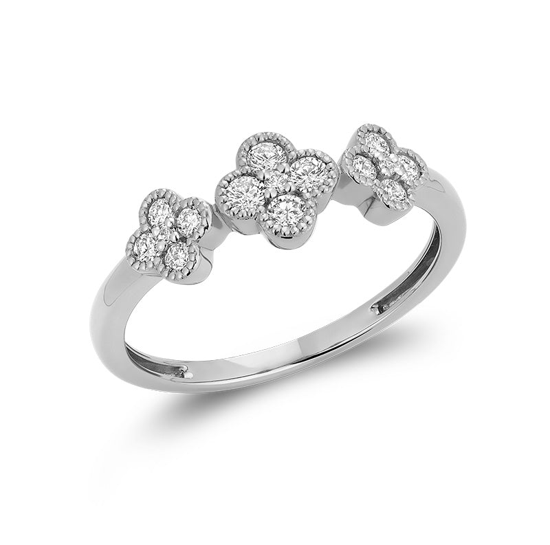 Triple Clover Miligrain Diamond Ring