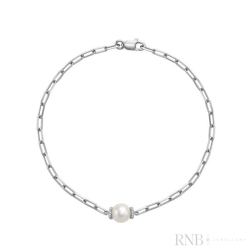 Link Chain with Pearl & Diamond Bracelet