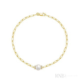 Link Chain with Pearl & Diamond Bracelet