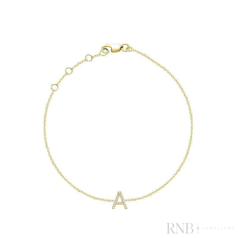 Mini Block Initial Diamond Bracelet
