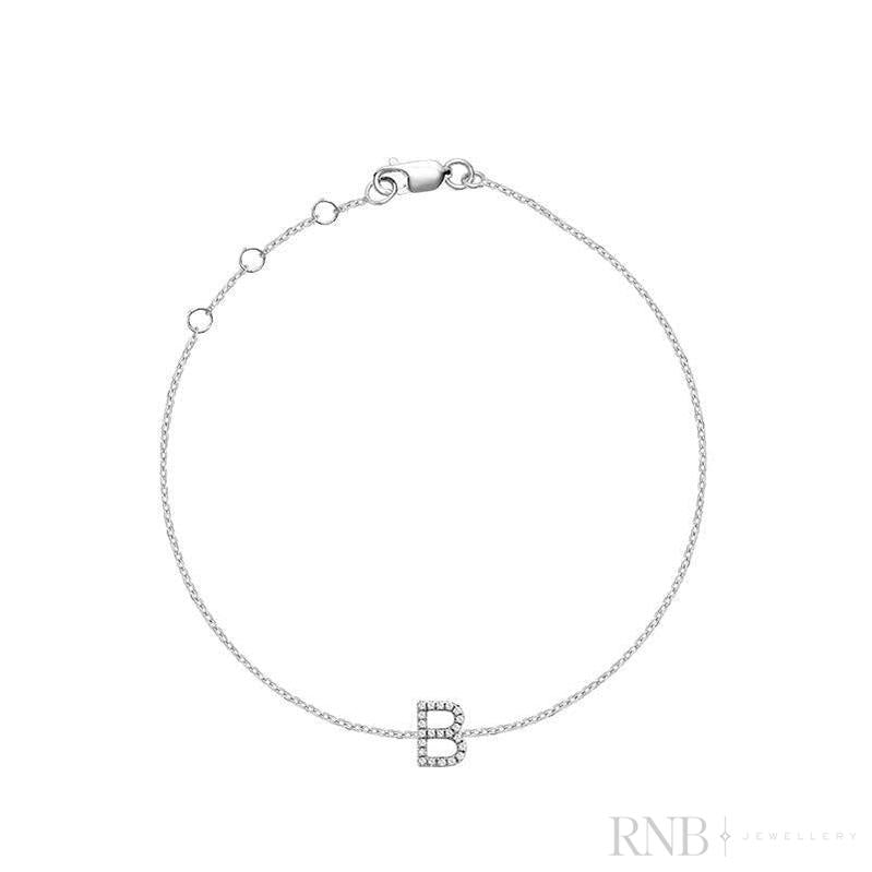 Mini Block Initial Diamond Bracelet
